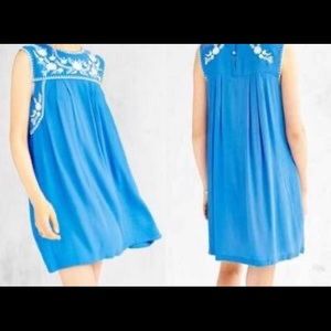 Urban Outfitters blue embroidered dress